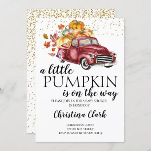 Invitation Petit Citrouille Autumn Cute Red Truck Baby shower