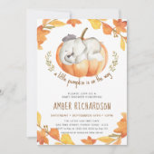 Invitation Petit Citrouille Autumn Elephant Baby shower garço (Devant)