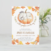 Invitation Petit Citrouille Autumn Elephant Baby shower garço (Debout devant)