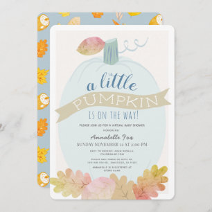 Invitation Petit Citrouille Baby Blue Baby shower virtuel