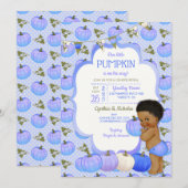 Invitation Petit Citrouille Baby Boy Douche Tone Foncé Curly (Devant / Derrière)