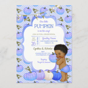 Invitation Petit Citrouille Baby Boy Douche Tone Foncé Curly
