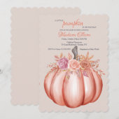 Invitation Petit Citrouille Baby Girl Douche (Devant / Derrière)