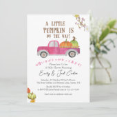 Invitation Petit Citrouille Baby Girl Douche Rustic Pink Truc (Debout devant)