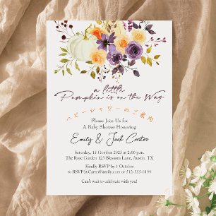 Invitation Petit Citrouille Baby Girl Douche Violet Floral