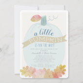 Invitation Petit Citrouille Baby shower bleu bébé par courrie (Devant)