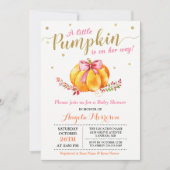 Invitation Petit Citrouille Baby shower d'automne Gold Rose (Devant)
