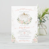 Invitation Petit Citrouille, Baby shower d'automne rose (Debout devant)