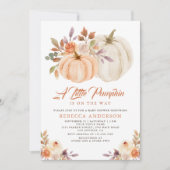Invitation Petit Citrouille Baby shower Floral Rustique Terre (Devant)