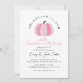 Invitation Petit Citrouille bébé fille douche rose noir rusti (Devant)