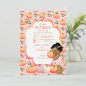 Invitation Petit Citrouille bébé fille douche Tone foncé (Debout devant)