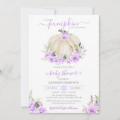 Invitation Petit Citrouille blanc violet Rose  Baby shower fi (Devant)