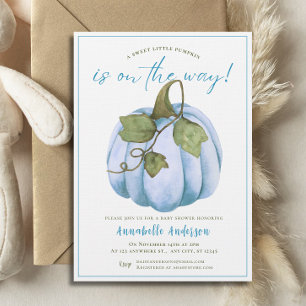 Invitation Petit Citrouille Bleu aquarelle Garçon Baby Shower