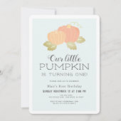 Invitation Petit Citrouille Bleu Noir 1er anniversaire (Devant)