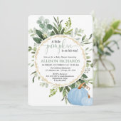 Invitation Petit citrouille bleu vert baby shower garçon (Debout devant)
