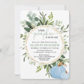 Invitation Petit citrouille bleu vert baby shower garçon (Devant)