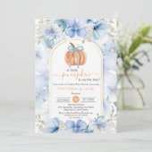 Invitation Petit Citrouille Blue Floral Garden Baby shower d' (Debout devant)