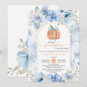 Invitation Petit Citrouille Blue Floral Garden Baby shower d' (Devant / Derrière)
