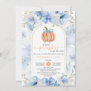 Invitation Petit Citrouille Blue Floral Garden Baby shower d'