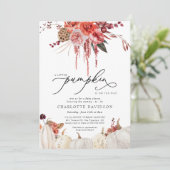 Invitation Petit Citrouille Blush Fall Girl Baby shower flora (Debout devant)