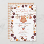 Invitation Petit Citrouille Boho Baby shower de vêtements béb (Devant / Derrière)
