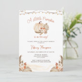 Invitation Petit Citrouille Boho Pampas Baby shower de chute  (Debout devant)