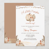 Invitation Petit Citrouille Boho Pampas Baby shower de chute (Devant / Derrière)