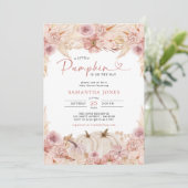 Invitation Petit Citrouille Boho Pampas Baby shower en herbe (Debout devant)