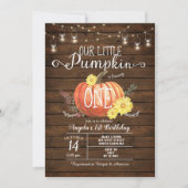 Invitation Petit Citrouille Bois Chute premier anniversaire i (Devant)