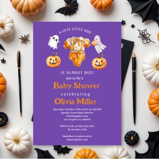 Invitation Petit Citrouille Boo - Baby shower d'Halloween
