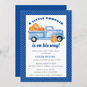 Invitation Petit Citrouille Boy Blue Truck Baby shower d'auto