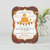 Invitation Petit Citrouille Boy Fall Feuilles Baby shower (Debout devant)