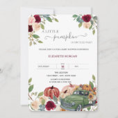 Invitation Petit Citrouille Camion Bourgogne Baby shower Fleu (Devant)