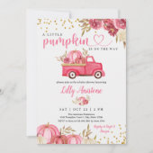 Invitation Petit Citrouille Camion Chute bébé Fille Douche (Devant)