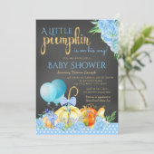 Invitation Petit Citrouille Chalkboard Boys Automne Baby show (Debout devant)