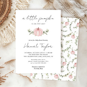 Invitation Petit Citrouille Citrouille rose sur le Baby showe