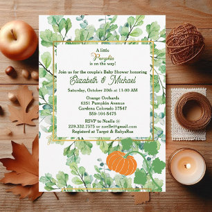 Invitation Petit Citrouille Couples Baby shower Autumn Foliin