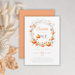 Invitation Petit Citrouille de couronne Frame Fille 1er anniv