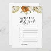 Invitation Petit Citrouille Devine Le Baby Food Game Card (Devant / Derrière)