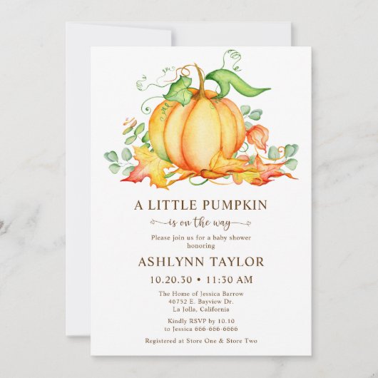 Invitation Petit Citrouille Douche (Devant)