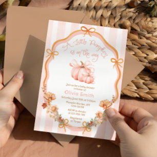 Invitation Petit Citrouille Elegant Bow Baby shower Floral