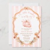 Invitation Petit Citrouille Elegant Bow Baby shower Floral (Devant)