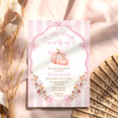 Invitation Petit Citrouille Élégant Bow Baby shower rose flor