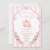 Invitation Petit Citrouille Élégant Bow Baby shower rose flor (Devant)