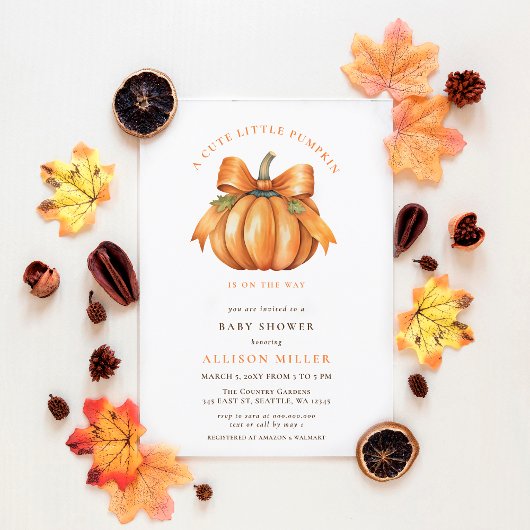 Invitation petit citrouille en baby shower d'automne
