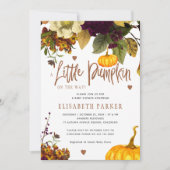 Invitation Petit citrouille en chemin baby shower d'automne (Devant)