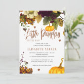Invitation Petit citrouille en chemin baby shower d'automne (Debout devant)