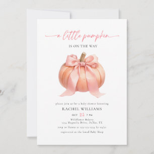 Invitation Petit Citrouille en Route Arc Rose Baby Shower