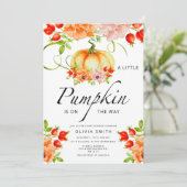 Invitation Petit citrouille en route baby shower (Debout devant)