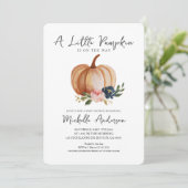 Invitation Petit Citrouille En Route Baby shower (Debout devant)